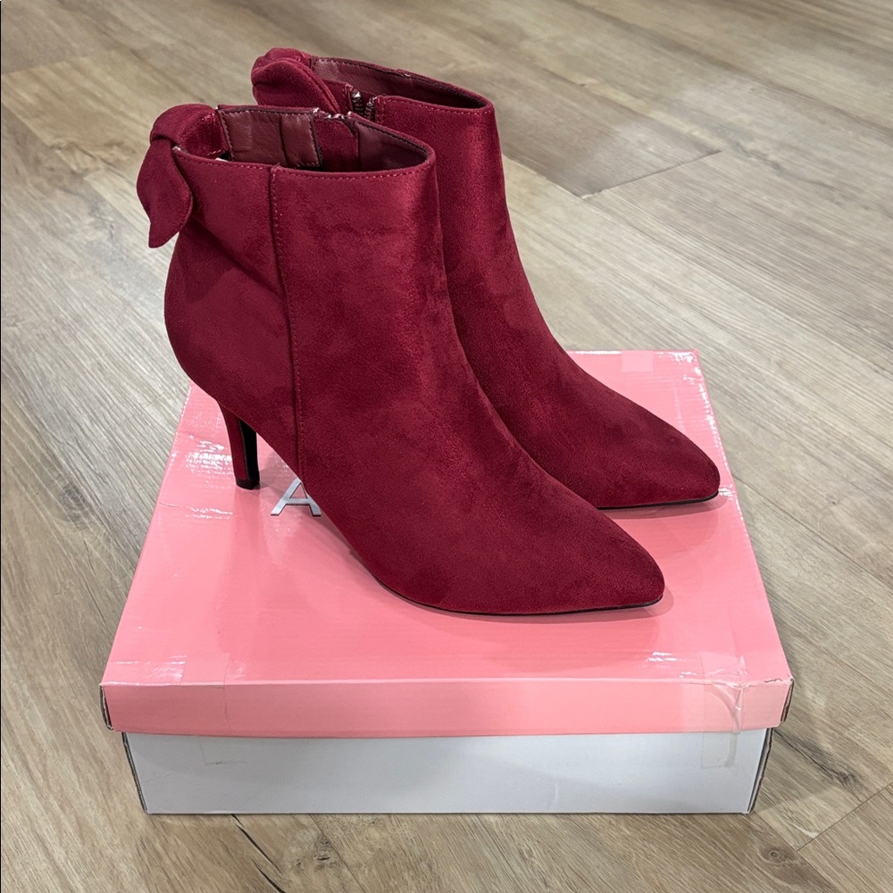 NEW Women’s Allegra K Burgundy Suede Stiletto Boots - Picture 5 of 6